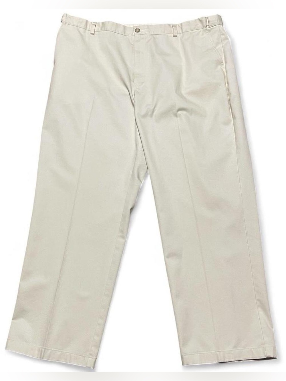 L L Bean Pants Mens 44x31 Tan/White 100% Cotton Comfort Waist Slacks Outdoor‎